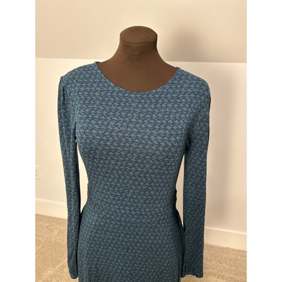 NWT Boden Camille Jersey Knit Long Sleeve Green Navy Midi Dress Size 8R - Picture 3 of 12